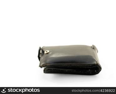 Black leather wallet isolated towards a white background