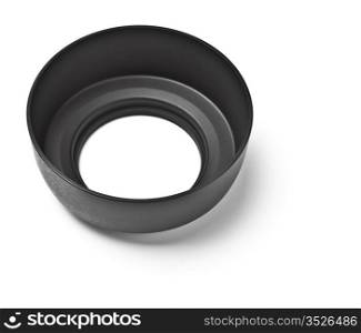 black lens hood top view isolated on white
