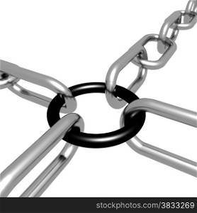 Black Link Chain Showing Strength Security Safety and Togetherness