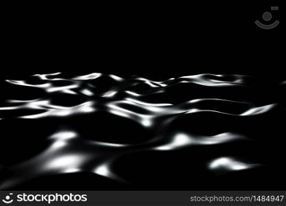 Black liquid wave luxury premium pattern flying into digital technologic animation 3D rendering