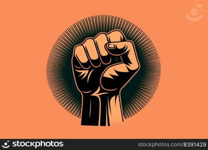 Black lives matter. A fist symbol of the fight for the African race people rights. Generative AI