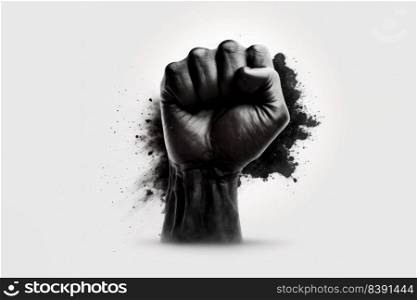 Black lives matter. A fist symbol of the fight for the African race people rights. Generative AI