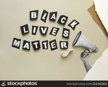 black lives matter with megaphone