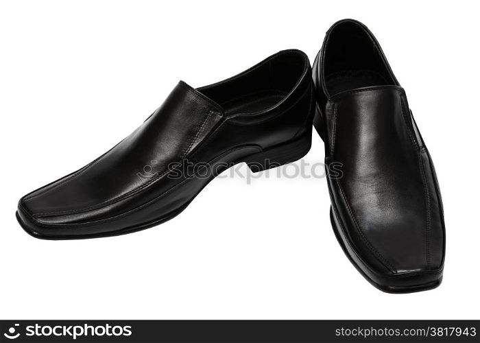 Black low shoes on a white background