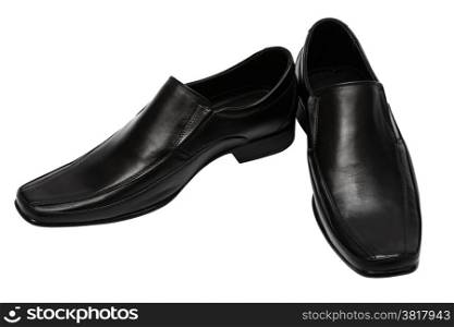 Black low shoes on a white background