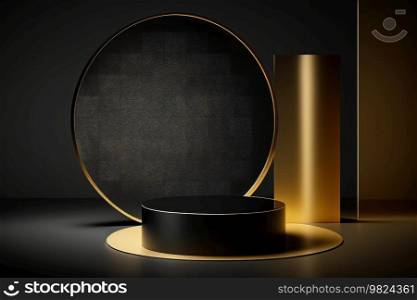 Black luxury empty podium Illustration AI  Generative