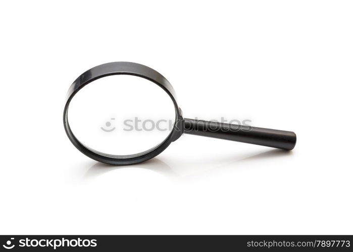 black magnifier on a white background