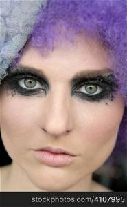 Black makeup eye shadows fashion model closeup