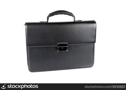 black male briefcase isolated on white background