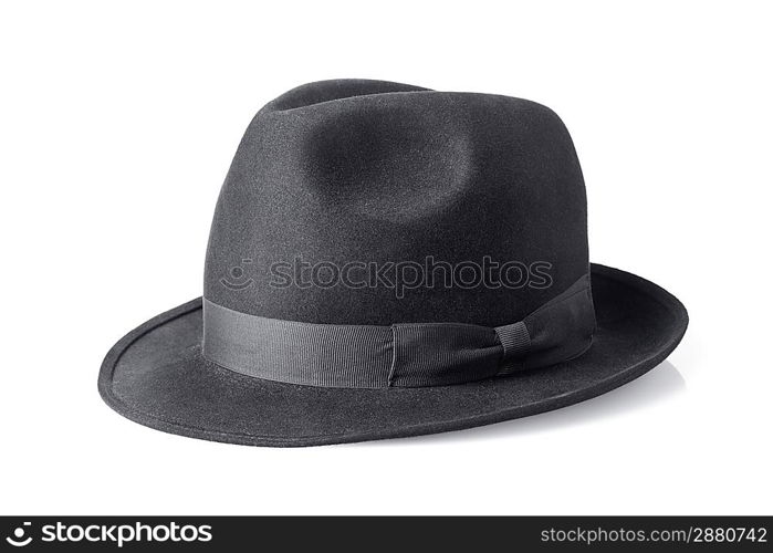 black male felt hat isolated on white background