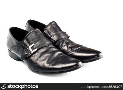 black male shoes with buckle isolated on white