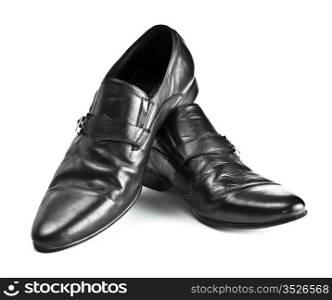 black male shoes with buckles isolated on white