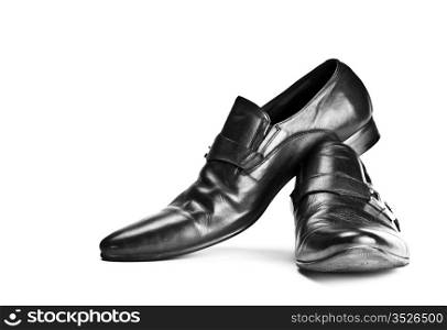 black male shoes with buckles isolated on white background