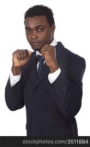 Black Man in an aggressive boxing pose