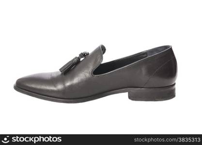 Black man leather shoe on white background