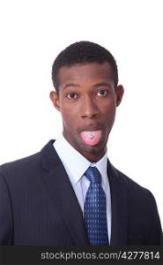 Black man with pierced tongue