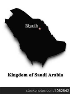 black map of Saudi Arabia isolated on white background