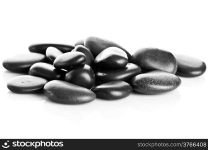 Black massage stones isolated