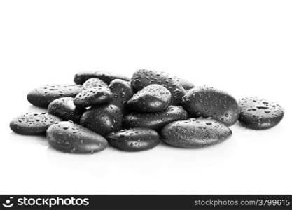 Black massage stones isolated