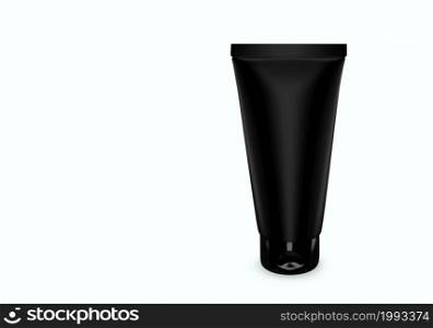 Black matte scrub tube mockup isolated from background: scrub tube package design. Blank hygiene, medical, body or facial care template. 3d illustration
