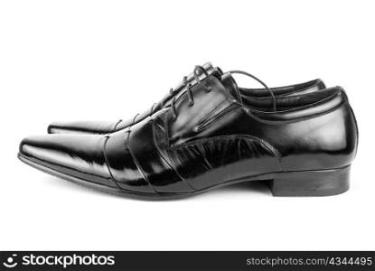 Black men shoes detail on isolated white background
