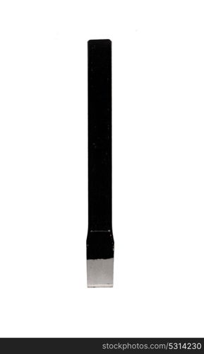 Black metalic chisel isolated on a white background