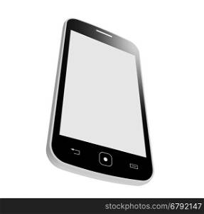 Black mobile phone, 3D rendering, illustration isolated on white