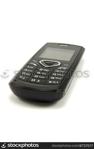 black modern mobile phone on white background