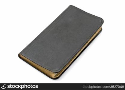 Black notebook isolated on white background