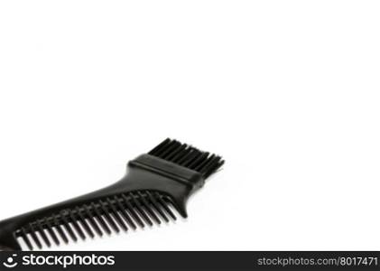 Black nylon bristle hair dye brush isolated on white