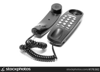 black office phone isolated on white background