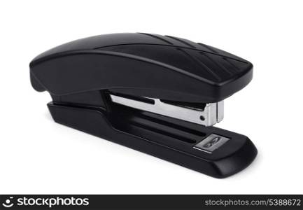 Black office stapler isolated on white