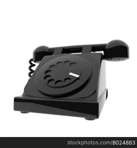 Black old telephone isolated over white, 3d rendering