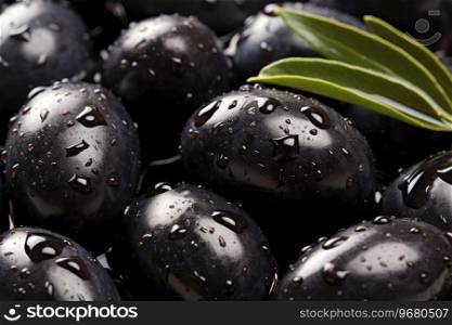 Black olives with drops of water