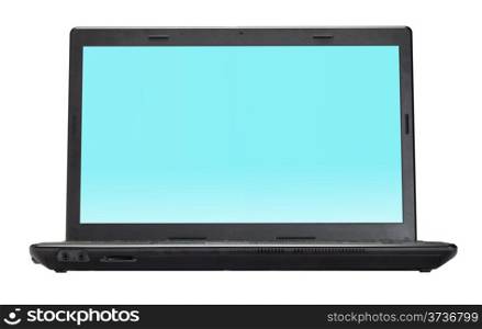 Black open laptop isolated on white background