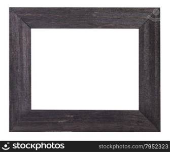 black painted flat wooden picture frame with cut out blank space isolated on white background
