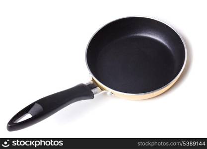 Black pan with teflon coating isolated on white