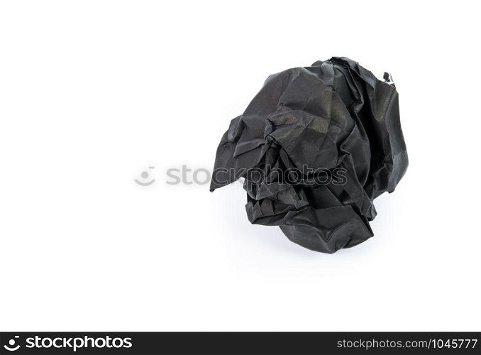 Black paper ball corrugate isolate on over white background