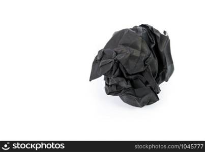 Black paper ball corrugate isolate on over white background