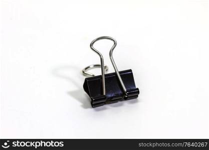 Black Paper clip isolated on white background