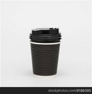 black paper cup coffee  in takeaway  isolated on white background . paper cup for coffee