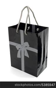 Black paper gift or shopping bag isolated on white