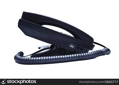 black phone closeup isolated on white background