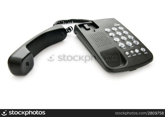 Black phone isolated on the white background