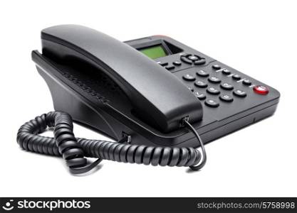 black phone isolated on white background closeup