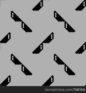 Black Pixel Sunglasses Seamless Pattern Isolated on Grey Background. Black Pixel Sunglasses Seamless Pattern