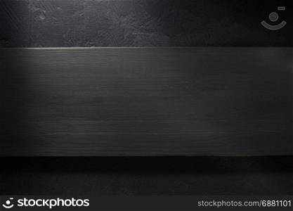 black plank wooden board as background texture