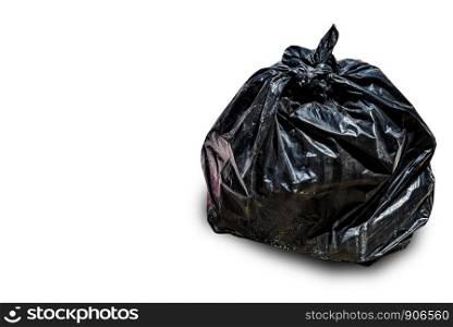 Black plastic garbage bags Isolated from the background
