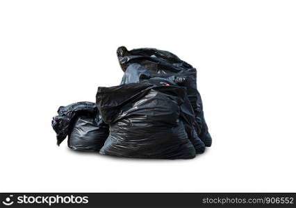 Black plastic garbage bags separated from the background clipping part