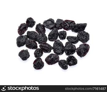 Black raisin isolated on white background